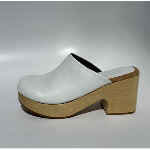Rachel Comey Blaring Clog Nappa Leather White Natural Wood Size 8 NIB Clogs